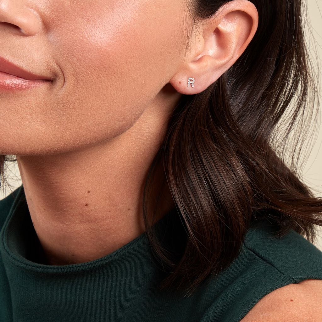 Boucle D'oreille Puce Unitaire Jodoca Or Jaune Oxyde De Zirconium - Clous d'oreilles Femme | Histoire d’Or