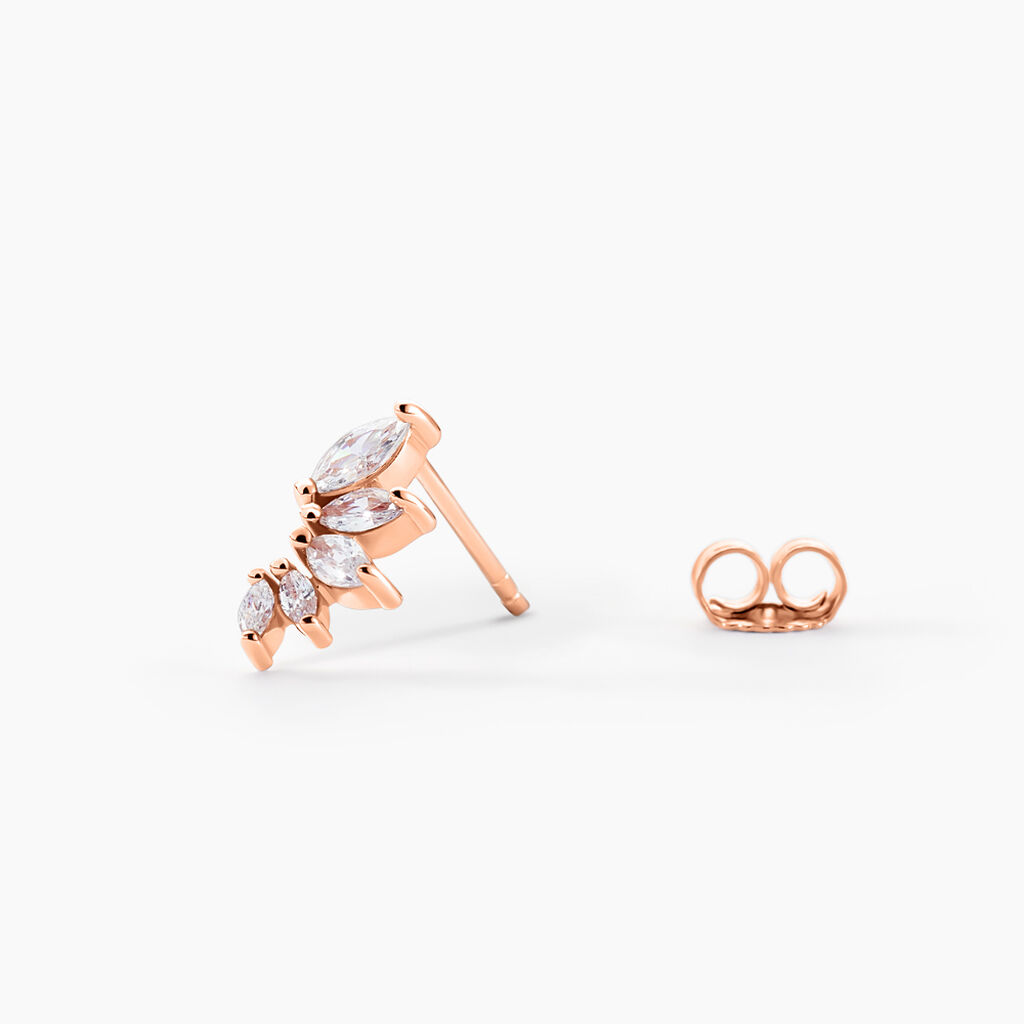 Boucles D'oreilles Puces Duchesse Argent Rose Oxyde De Zirconium - Boucles d'oreilles fantaisie Femme | Histoire d’Or