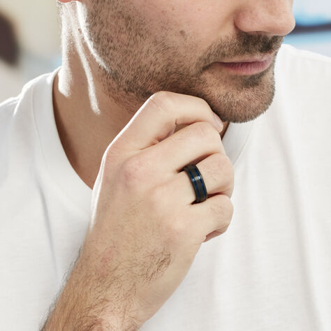 Bague Acier Bleu - Bagues fantaisie Homme | Histoire d’Or