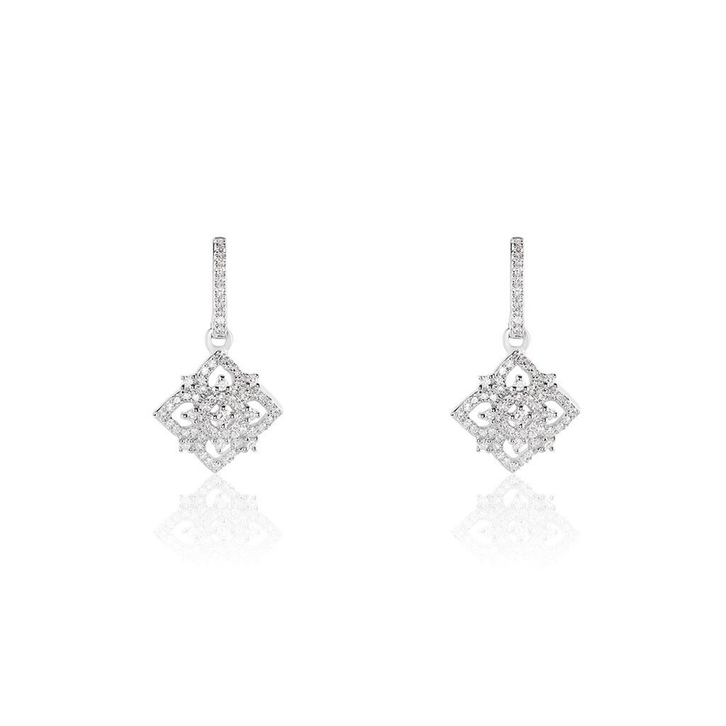 Boucles D'oreilles Pendantes Ros&eacute;e Or Blanc Diamant - Boucles d'oreilles pendantes Femme | Histoire d&rsquo;Or