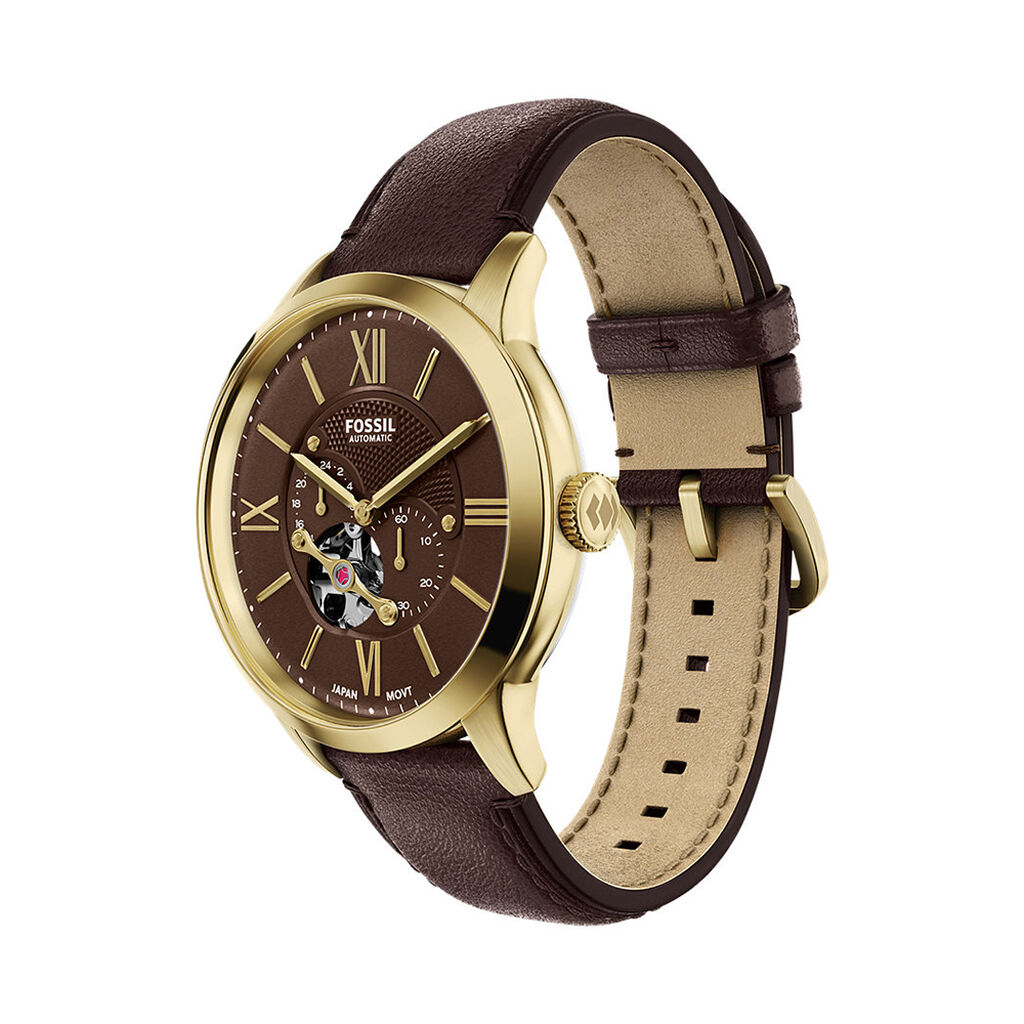 Montre Fossil Townsman C&oelig;ur Battant Marron - F&ecirc;te des p&egrave;res Homme | Histoire d&rsquo;Or