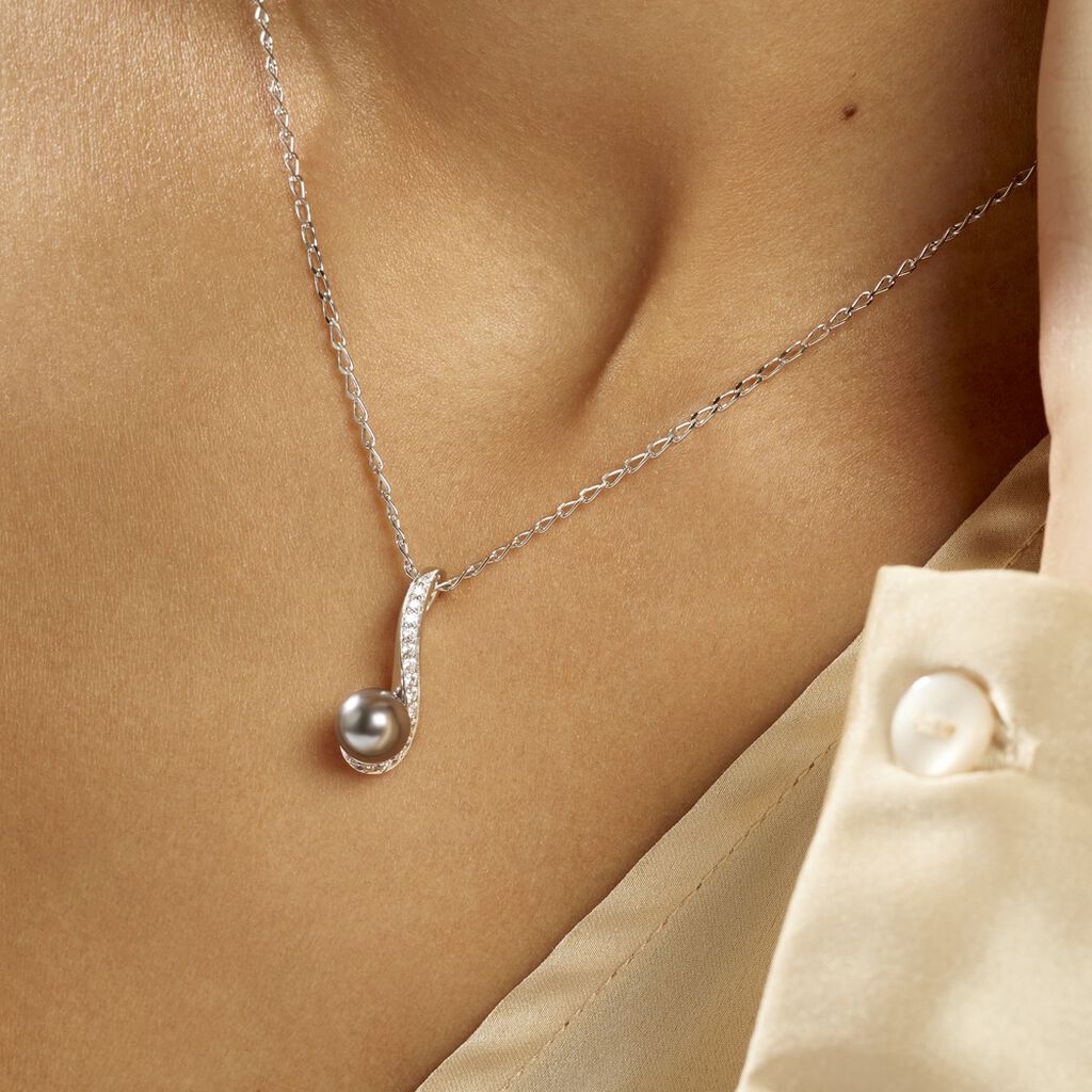 Collier Armance Argent Blanc Perle D'imitation Oxyde - Colliers Femme | Histoire d’Or