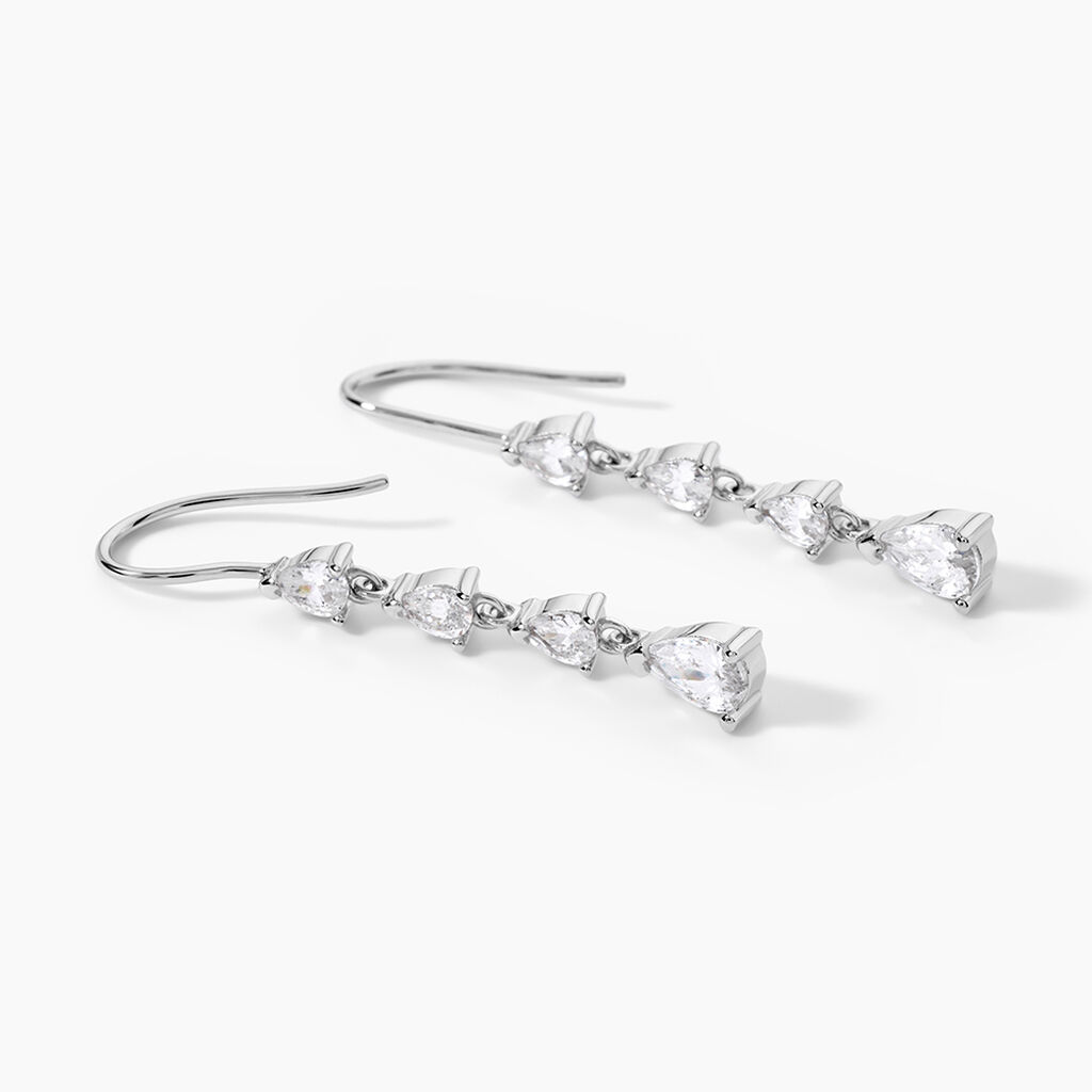 Boucles D'Oreilles Pendantes Tapis Rouge Argent Blanc Oxyde De Zirconium - Boucles d'oreilles fantaisie Femme | Histoire d&rsquo;Or