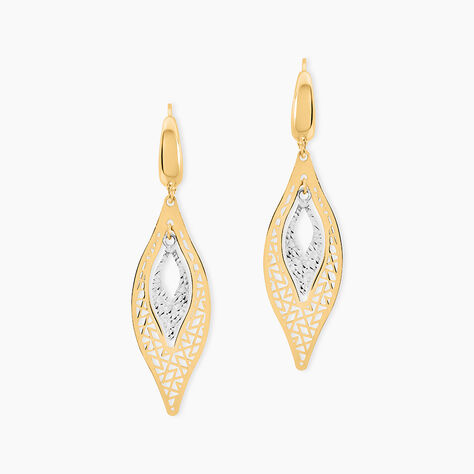 Boucles D'Oreilles Pendantes Gerontius Or Bicolore - Boucles d'oreilles pendantes Femme | Histoire d&rsquo;Or