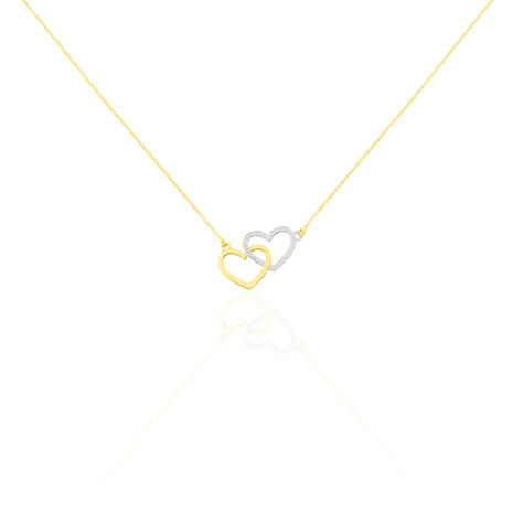 Collier Double Coeur Satines Or Bicolore - Colliers Femme | Histoire d’Or