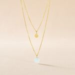 Collier Pampilles Color&eacute;es Or Jaune Amazonite - Colliers doubles et triples cha&icirc;nes Femme | Histoire d&rsquo;Or