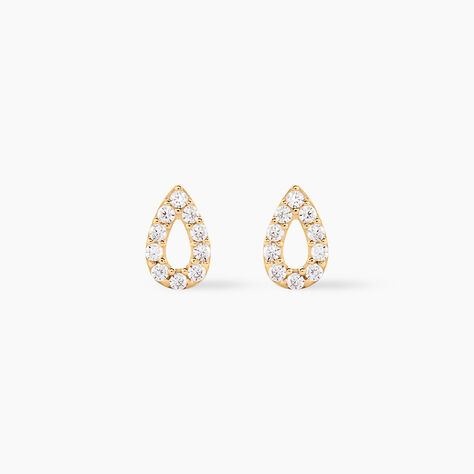 Boucles D'oreilles Puces Elona Or Jaune Oxydes De Zirconium - Clous d'oreilles Femme | Histoire d&rsquo;Or
