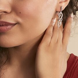 Boucles D'oreilles Pendantes Malika Argent Blanc Oxyde De Zirconium - Boucles d'oreilles pendantes Femme | Histoire d’Or