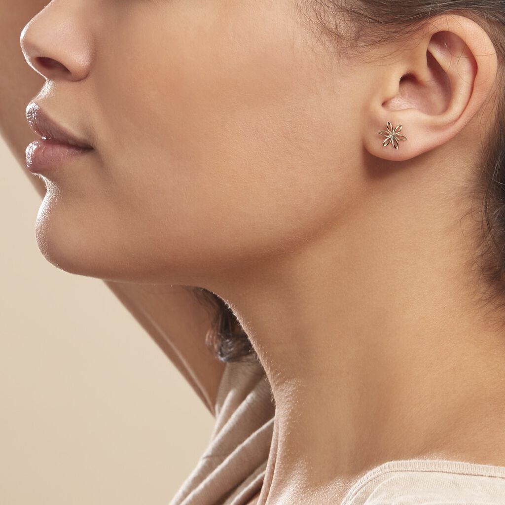 Boucles D'oreilles Puces Philine Fleur Or Jaune - Clous d'oreilles Femme | Histoire d’Or