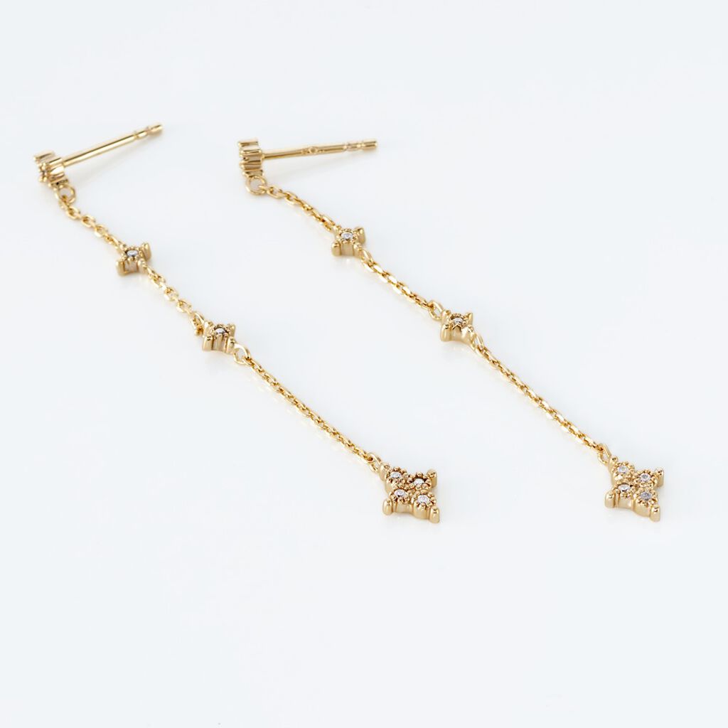 Boucles D'oreilles Pendantes Ziha Plaqué Or Jaune Oxyde De Zirconium - Boucles d'oreilles fantaisie Femme | Histoire d’Or