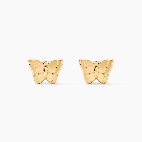 Boucles D'oreilles Puces Bartholom&eacute;e Papillon Or Jaune - Clous d'oreilles Femme | Histoire d&rsquo;Or