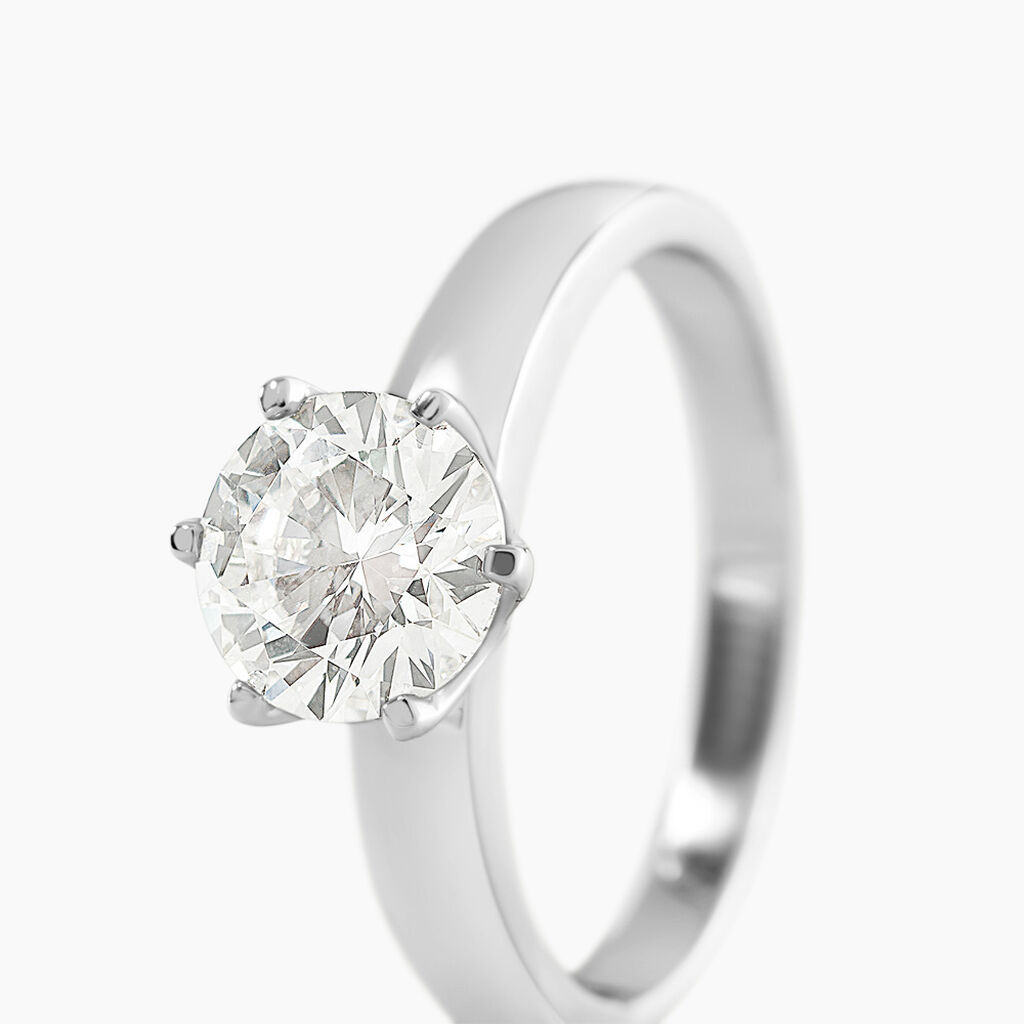 Bague Solitaire Natalia Or Blanc Diamant Synthetique - Bagues solitaires Femme | Histoire d&rsquo;Or