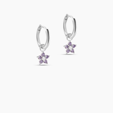 Cr&eacute;oles Purple Bloom Argent Blanc Oxyde De Zirconium - Boucles d'oreilles cr&eacute;oles Femme | Histoire d&rsquo;Or