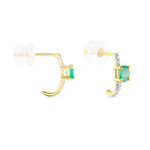 Demi Cr&eacute;oles Barrett Or Jaune Emeraude Diamant - Boucles d'oreilles cr&eacute;oles Femme | Histoire d&rsquo;Or