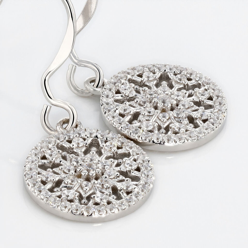 Boucles D'oreilles Pendantes Brunilda Argent Blanc Oxyde De Zirconium - Boucles d'oreilles fantaisie Femme | Histoire d&rsquo;Or