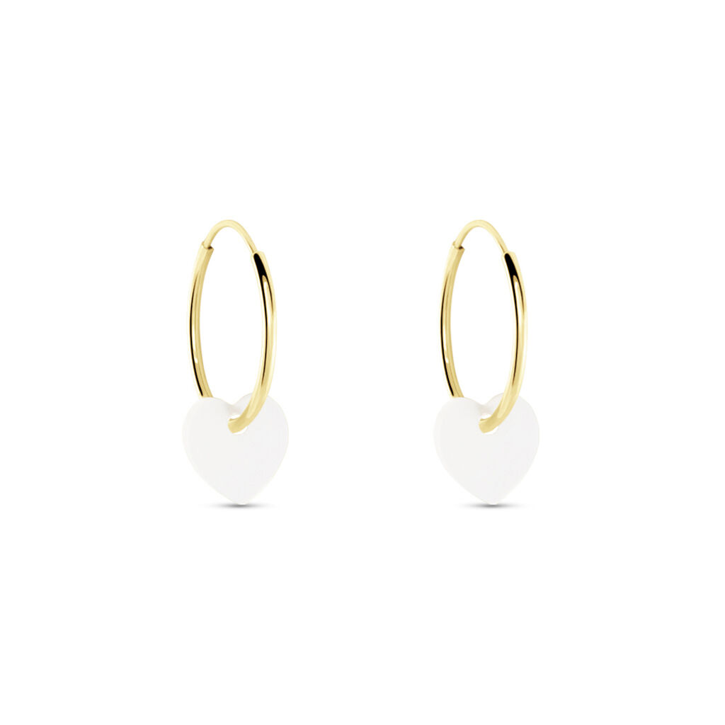 Creoles Or Jaune Vicenze Nacre - Boucles d'oreilles cr&eacute;oles Enfant | Histoire d&rsquo;Or