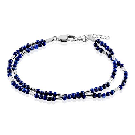 Bracelet Acier Blanc Augusto Lapis Lazuli - Bracelets fantaisie Homme | Histoire d’Or