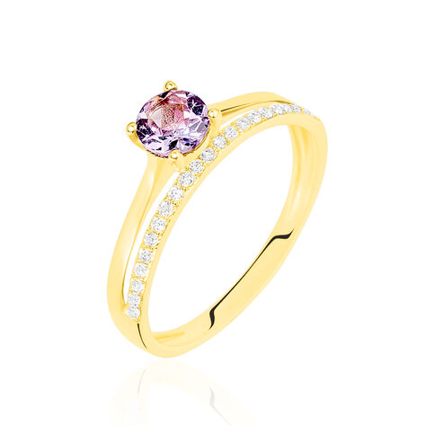 Bague Anatoline Or Jaune Oxyde De Zirconium Et Amethyste - Bagues solitaires Femme | Histoire d’Or