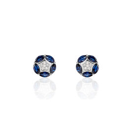 Boucles D'oreilles Puces Milana Or Blanc Saphir Et Diamant - Clous d'oreilles Femme | Histoire d’Or