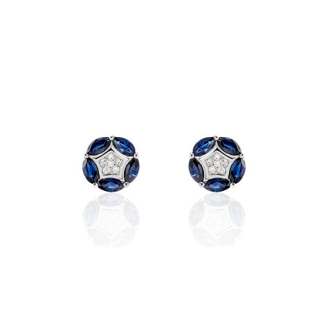 Boucles D'oreilles Puces Milana Or Blanc Saphir Et Diamant - Clous d'oreilles Femme | Histoire d’Or