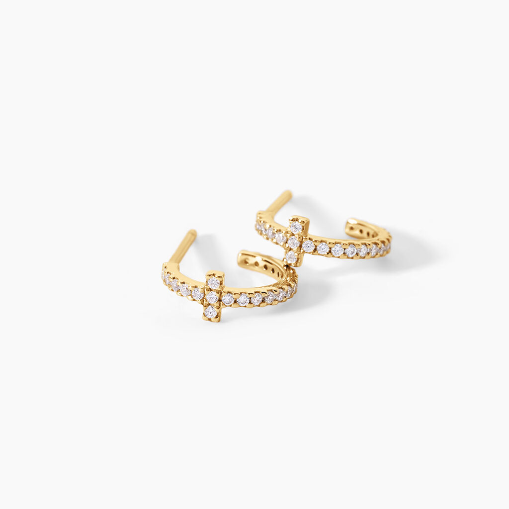 Cr&eacute;oles Like A Virgin Argent Dor&eacute; A L'Or 750/1000 Oxyde De Zirconium - Boucles d'oreilles cr&eacute;oles Femme | Histoire d&rsquo;Or