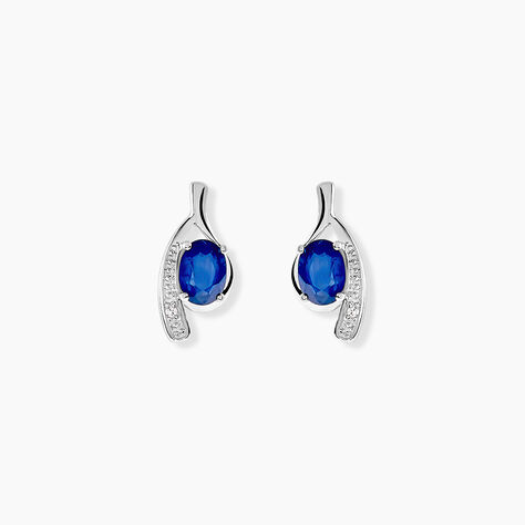 Bijoux D'oreilles Emotion Or Blanc Saphir Diamant - Clous d'oreilles Femme | Histoire d&rsquo;Or
