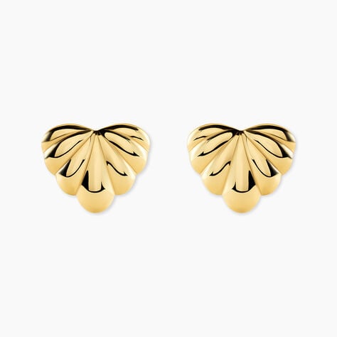 Boucles D'Oreilles Puces Strie Acier Jaune - Boucles d'oreilles fantaisie Femme | Histoire d&rsquo;Or