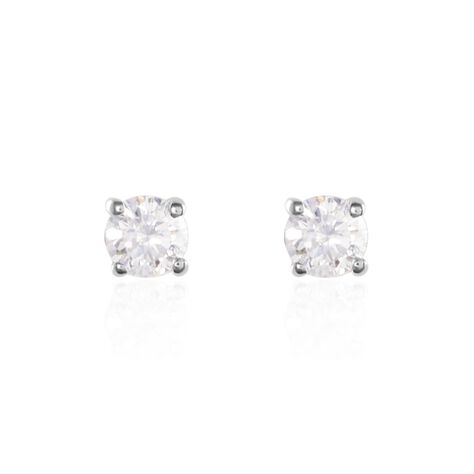 Boucles D'oreilles Puces Or Blanc Victoria Diamants - Clous d'oreilles Femme | Histoire d’Or