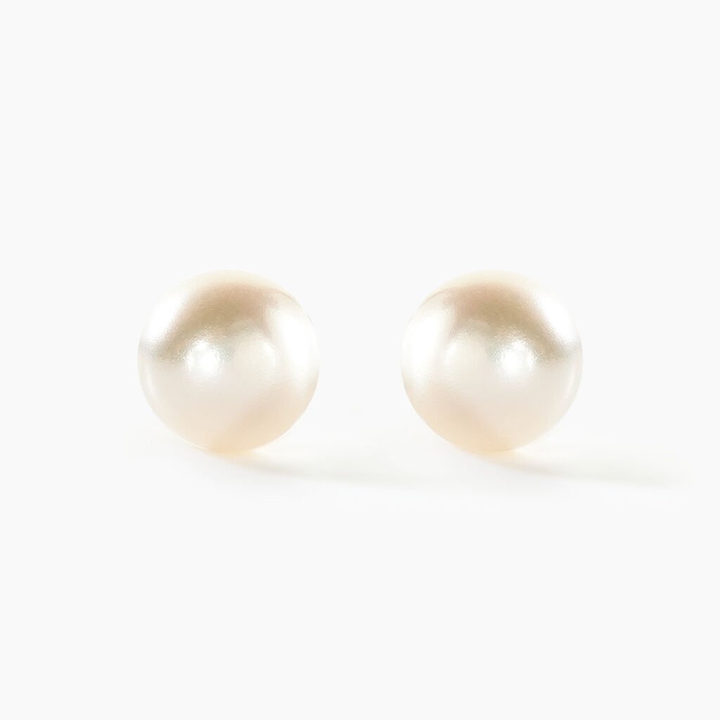 Boucles D'oreilles Puces Kesya Nacres Bouton Or Jaune Perle De Culture