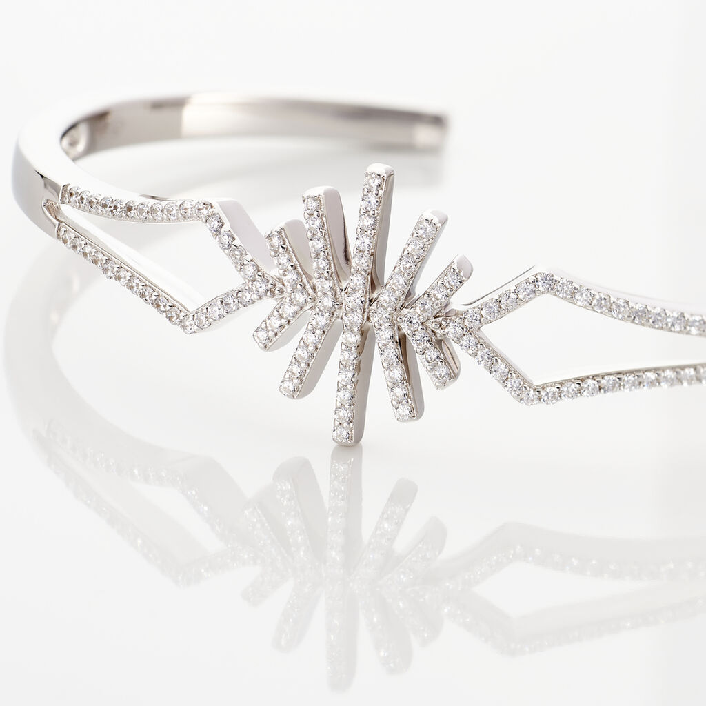 Bracelet Jonc Neli Argent Blanc Oxyde De Zirconium - Bracelets joncs Femme | Histoire d’Or