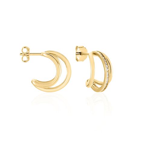 Créoles Preeti Plaqué Or Jaune Oxyde De Zirconium - Boucles d'oreilles créoles Femme | Histoire d’Or