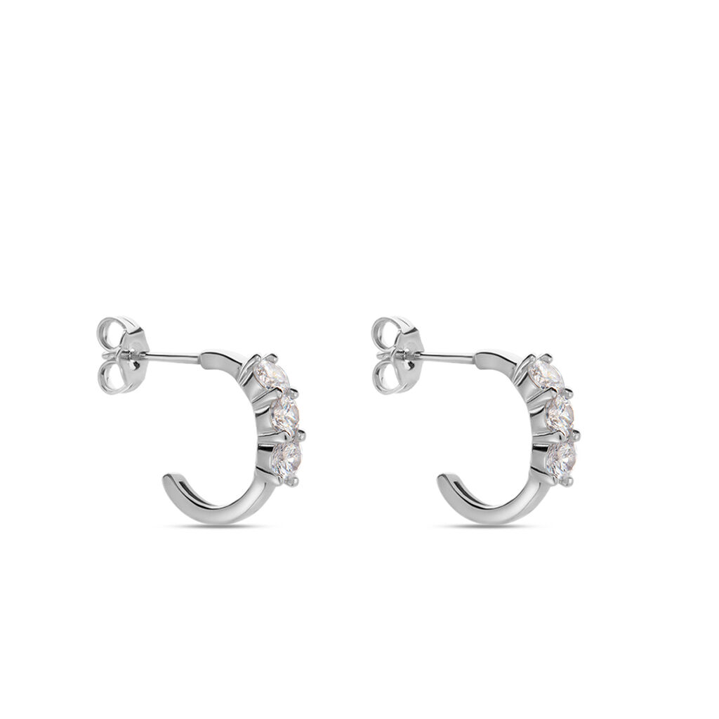 Créoles Argent Blanc Rosaure Oxydes De Zirconium - Boucles d'oreilles créoles Femme | Histoire d’Or