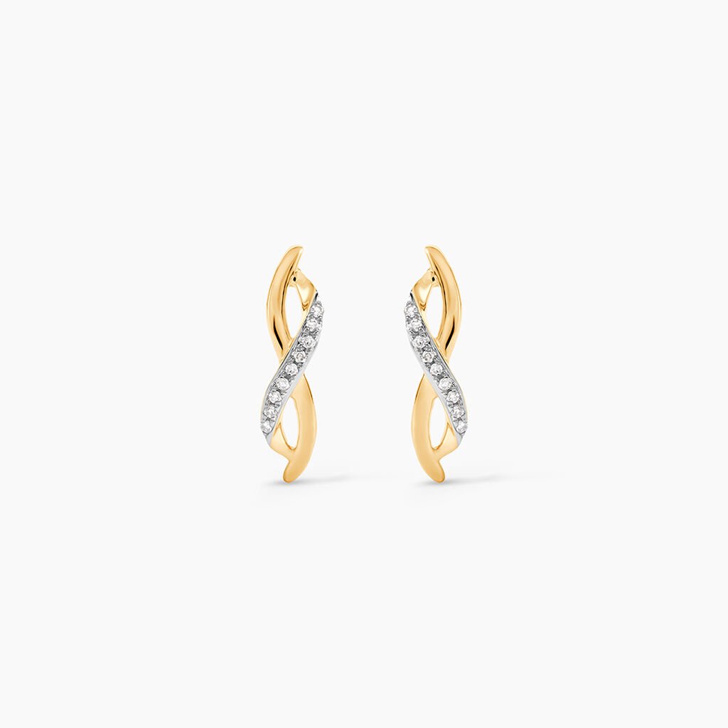 Boucles D'oreilles Puces Smina Or Jaune Diamant - Boucles d'oreilles pendantes Femme | Histoire d&rsquo;Or