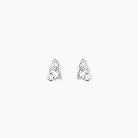 Boucles D'oreilles Puces Roma Argent Blanc Oxyde De Zirconium - Boucles d'oreilles fantaisie Femme | Histoire d’Or