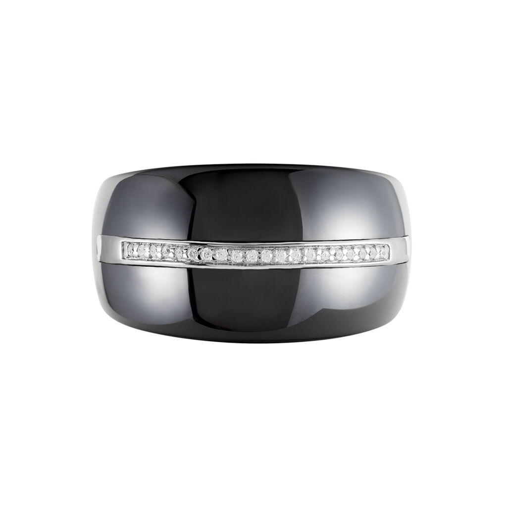 Bague Ceramik Design Argent Blanc Oxyde De Zirconium Et Céramique - Bagues avec pierre Femme | Histoire d’Or