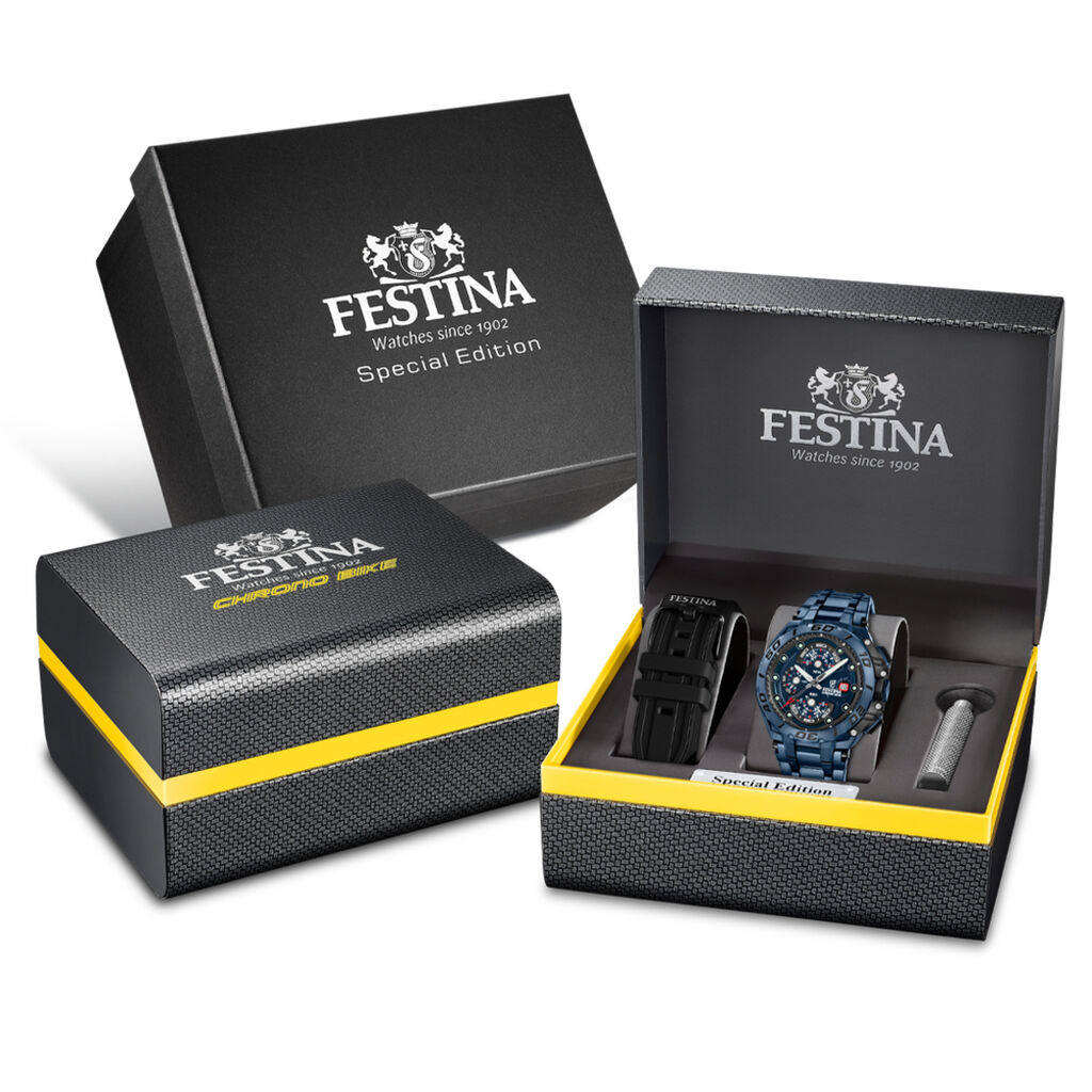 Coffret De Montre Festina Chrono Bike Edition Speciale Bleu - F&ecirc;te des p&egrave;res Homme | Histoire d&rsquo;Or
