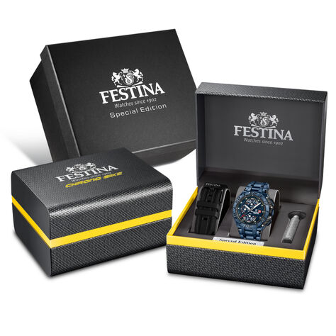 Coffret De Montre Festina Chrono Bike Edition Speciale Bleu - F&ecirc;te des p&egrave;res Homme | Histoire d&rsquo;Or