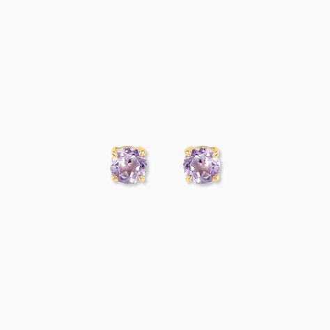 Boucles D'oreilles Puces Elea Or Jaune Amethyste Violet - Clous d'oreilles Femme | Histoire d&rsquo;Or