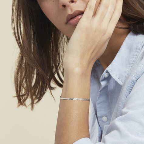 Bracelet Jasmin Tresse 2 Fils Or Blanc - Bracelets Femme | Histoire d’Or