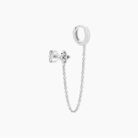 Bijou D'oreille Unitaire Argent Blanc Gosse Oxydes De Zirconium - Boucles d'oreilles fantaisie Femme | Histoire d&rsquo;Or