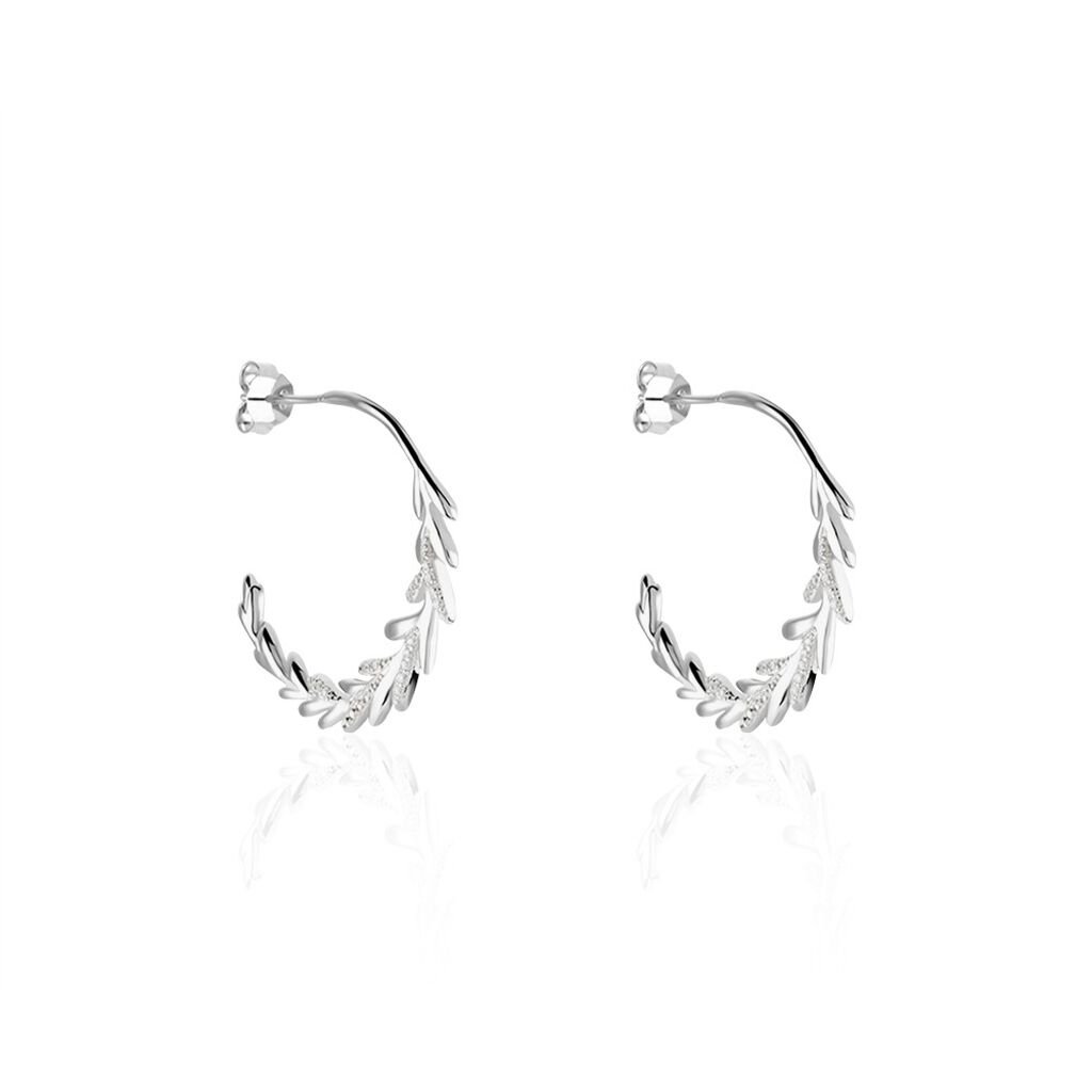 Créoles Andeol Rondes Argent Blanc Oxyde De Zirconium - Boucles d'oreilles créoles Femme | Histoire d’Or