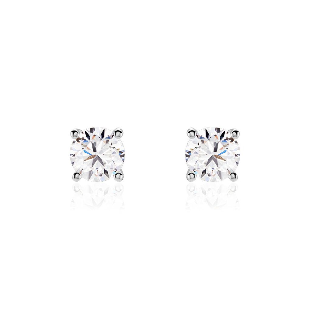 Boucles D'oreilles Puces One Or Blanc Diamants - Clous d'oreilles Homme | Histoire d&rsquo;Or