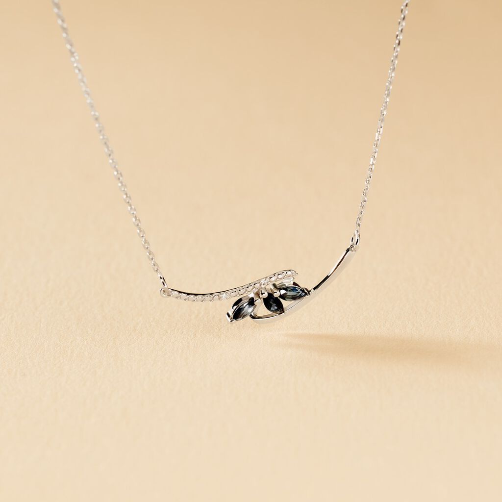 Collier Petale Or Blanc Saphir Et Diamant - Colliers Femme | Histoire d’Or