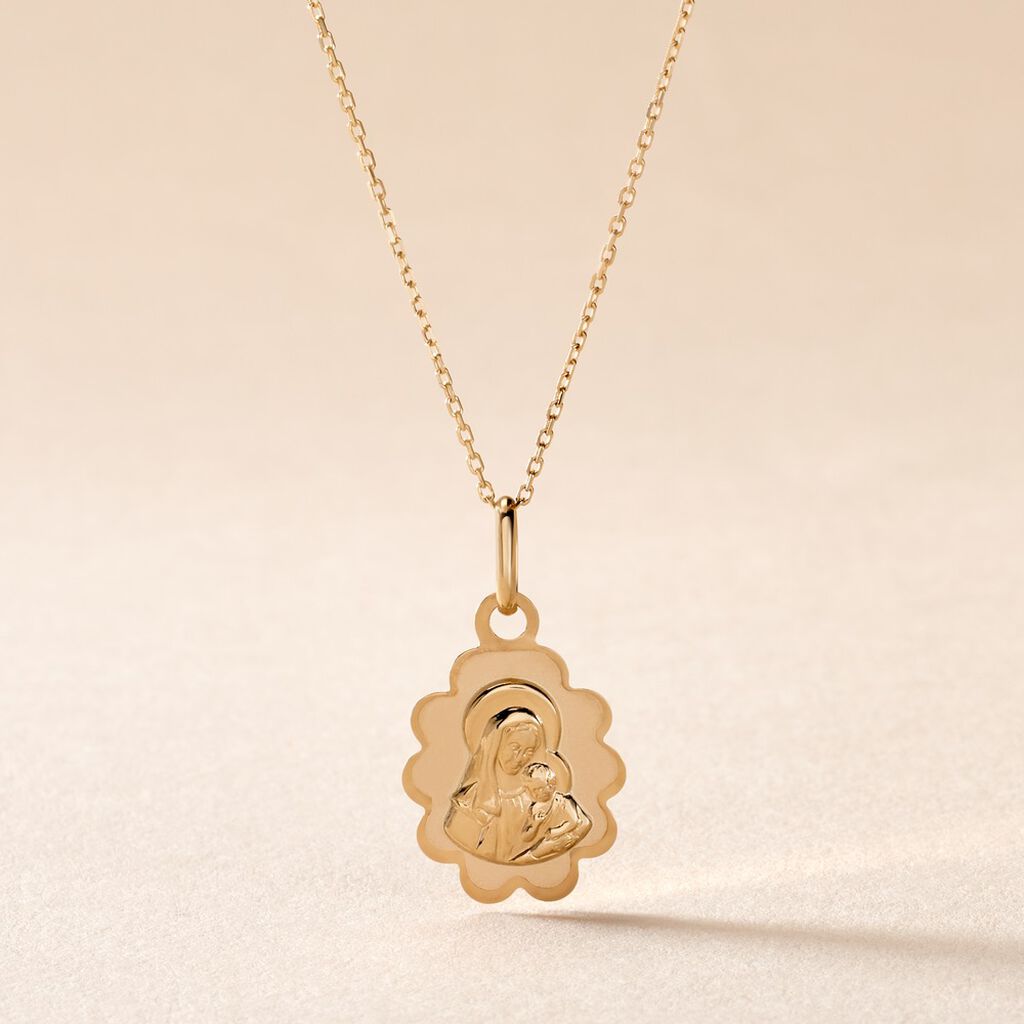 Pendentif Vierge Nuage Or Jaune - Pendentifs Bapt&ecirc;me Famille | Histoire d&rsquo;Or