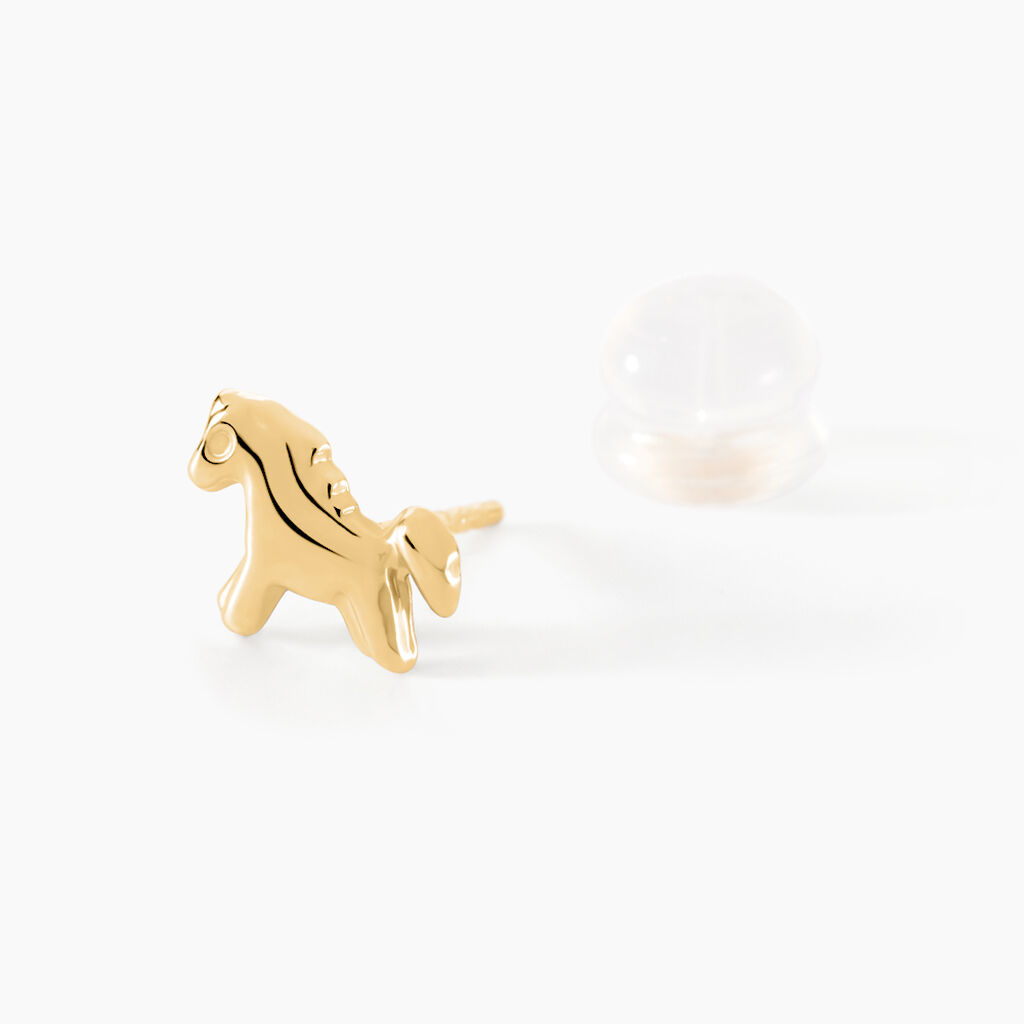 Boucles D'oreilles Puces Freyia Cheval Or Jaune - Clous d'oreilles Enfant | Histoire d’Or