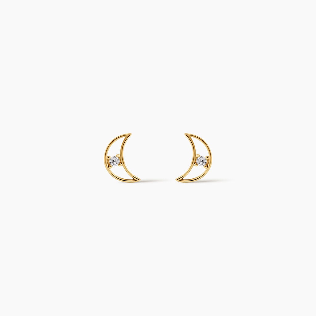 Boucles D'Oreilles Puces Brent Argent Dor&eacute; A L'Or 750/1000 Oxyde De Zirconium - Boucles d'oreilles fantaisie Enfant | Histoire d&rsquo;Or
