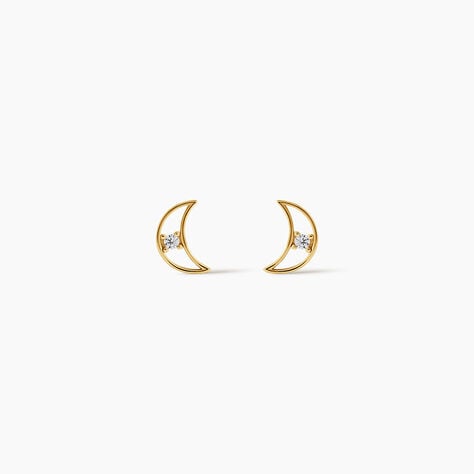 Boucles D'Oreilles Puces Brent Argent Dor&eacute; A L'Or 750/1000 Oxyde De Zirconium - Boucles d'oreilles fantaisie Enfant | Histoire d&rsquo;Or