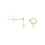 Boucles D'oreilles Puces Edvige Fleur Or Jaune Oxyde De Zirconium - Clous d'oreilles Femme | Histoire d&rsquo;Or