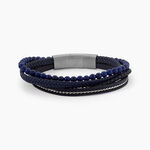 Bracelet Cuir De Vache Bleu Lapis Lazuli - Bracelets Multirangs Homme | Histoire d&rsquo;Or
