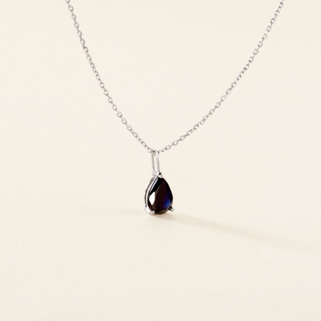 Collier Or Blanc Goutte Saphir - Colliers Femme | Histoire d’Or